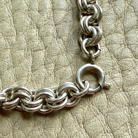 Vintage Silver Double Rolo Link Necklace – 16 Inch Length
