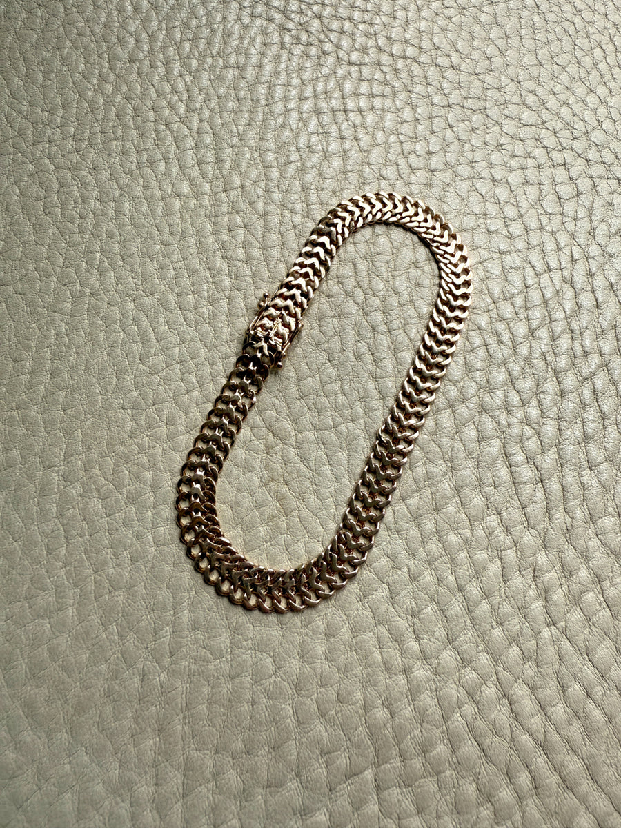 1958 Vintage Scandinavian Herringbone Link Bracelet in 18k gold - 7.6 inch length