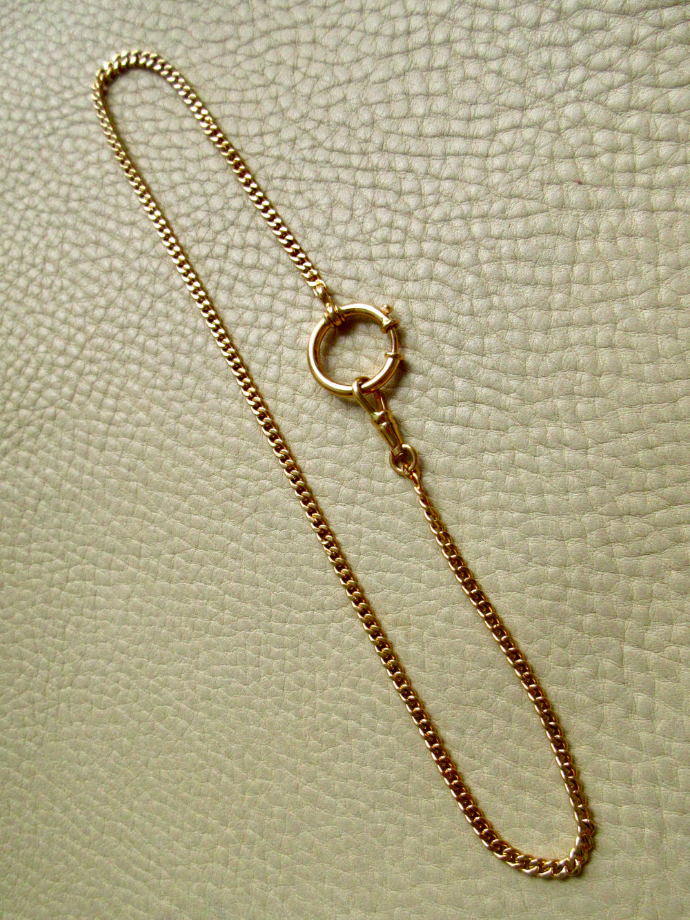 Vintage 18k Gold Curb Link Watch Chain Necklace with oversized Bolt Clasp – 16.75" Length