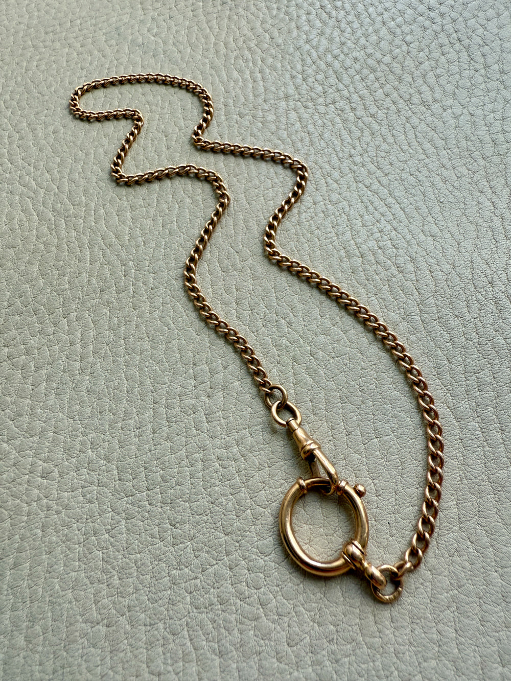 1899 Antique Swedish 18k Gold Curb Link Watch Chain Necklace - 15.8 inch length