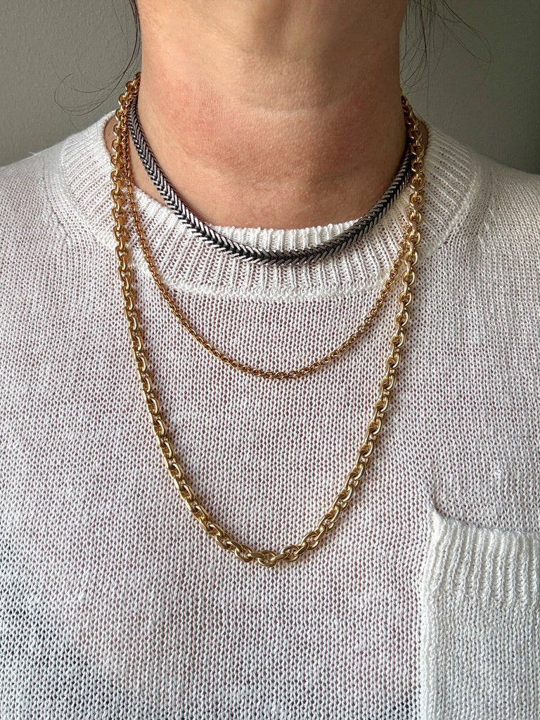 Vintage Sterling Silver Herringbone Chain Necklace ALTON & Pernilla Wiberg – 17 Inch length