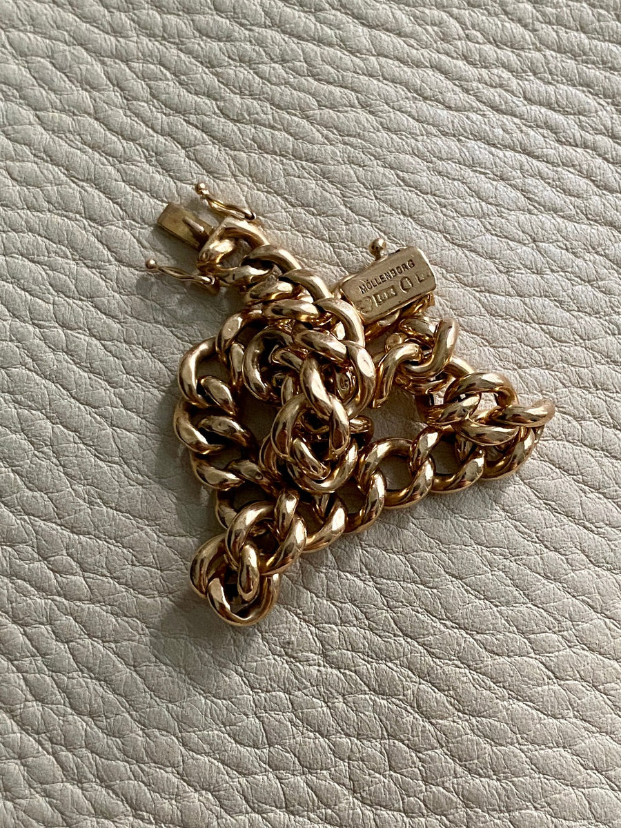 1932 Puffed curb link bracelet in 18k gold - by Gustaf Möllenborg - 8.25inch length