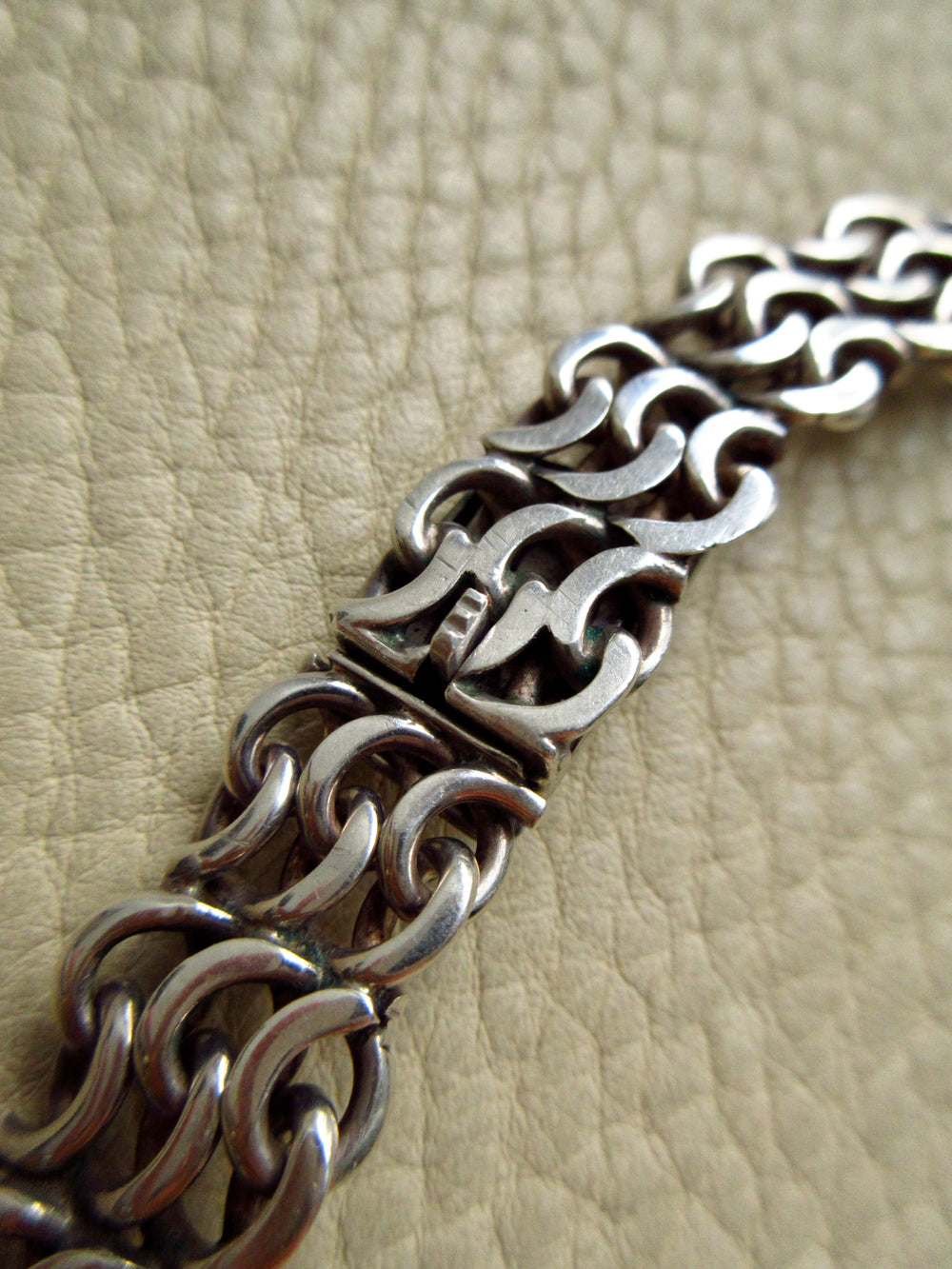 1963 Vintage Swedish Silver Crescent Link Collar Necklace – 16 inch Length
