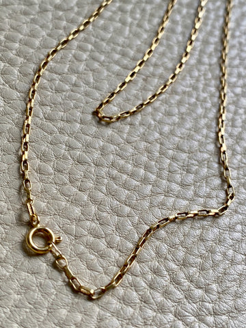 18k Gold Vintage Skinny Elongated Biker Link Chain Necklace - 22.5 inch length