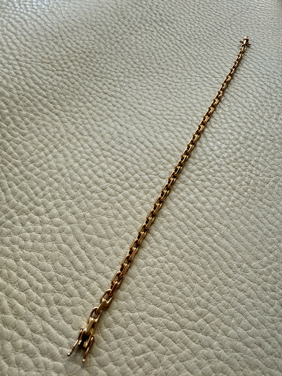 1953 Swedish Vintage 18k Gold Biker Link Bracelet 3.6mm width - 7.3 inch length
