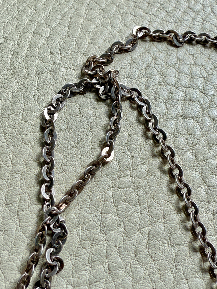 Midcentury era Silver Articulated Fish Pendant Necklace - 27.8 inch length