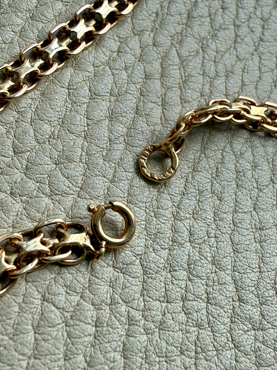 1960s era Graduated Star Link Necklace in 18k gold - 18 inch length