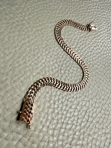 1958 Vintage Scandinavian Herringbone Link Bracelet in 18k gold - 7.6 inch length