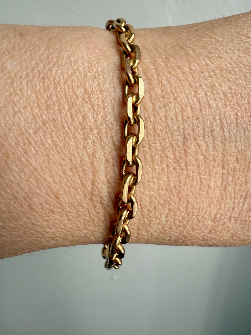1962 Swedish Vintage 18k Gold Biker Link Bracelet 4.8mm width - 7.5 inch length