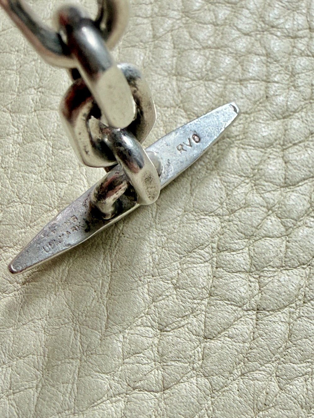 1960-1973 Robert Valentin Olsen - Chunky Silver Biker Link Bracelet with Toggle Clasp - 8.6 inch length