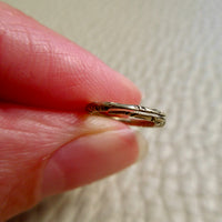 9k Gold Georgian era Split Ring Charm Holder with floral engraving n- 0.5 inch diameter