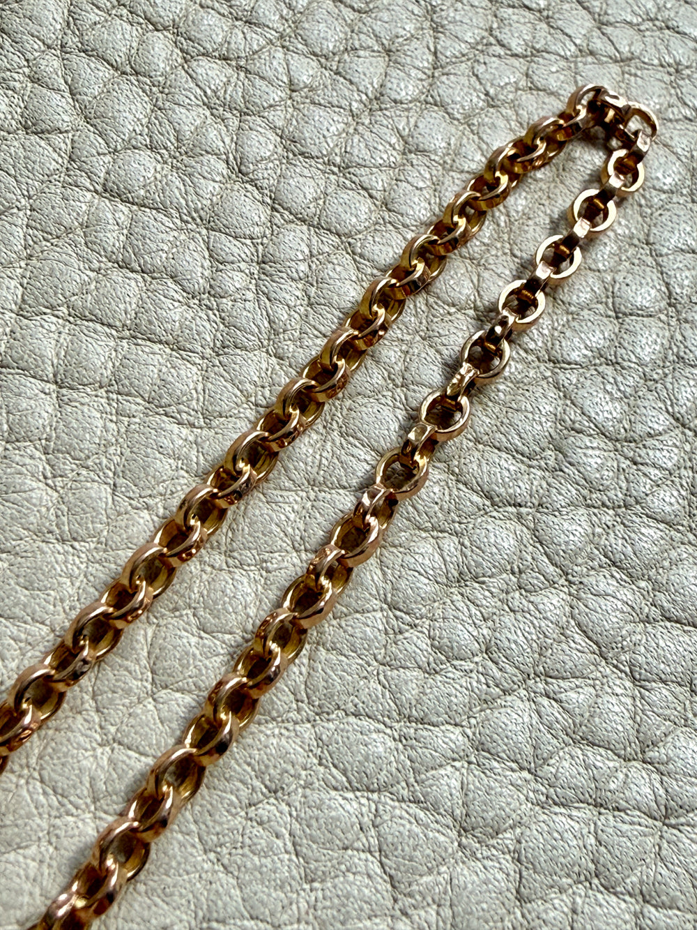 Antique Rolo Link Watch Chain - bracelet or necklace extender in 18k gold - 12 inch length