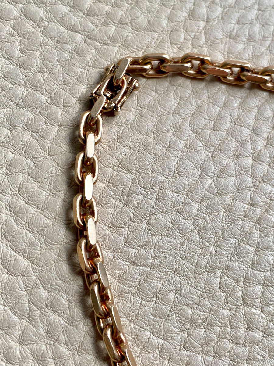 WHOA 45g Midcentury era biker link necklace! - solid 14k gold links- 16.5 inch length