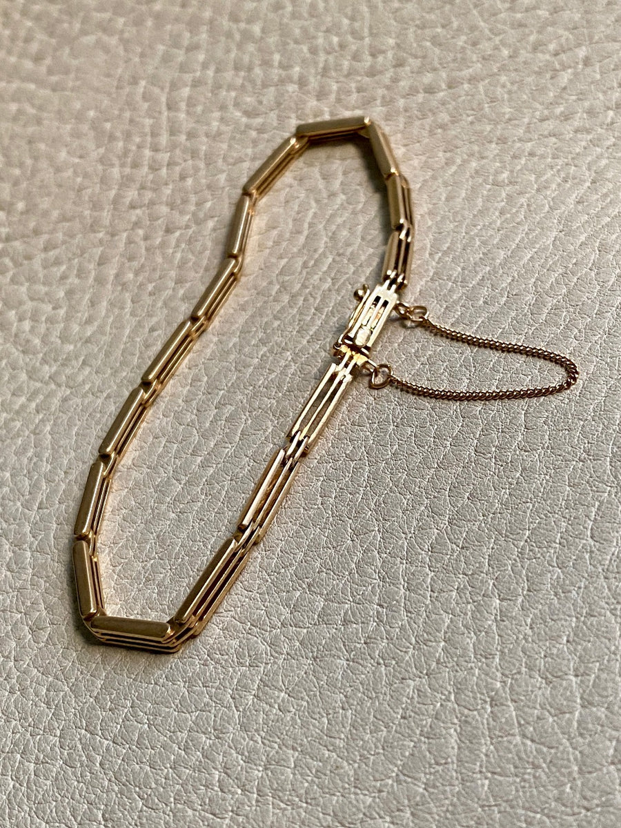 Extraordinary! Antique 18k gold slotted link bracelet - 7 inch length