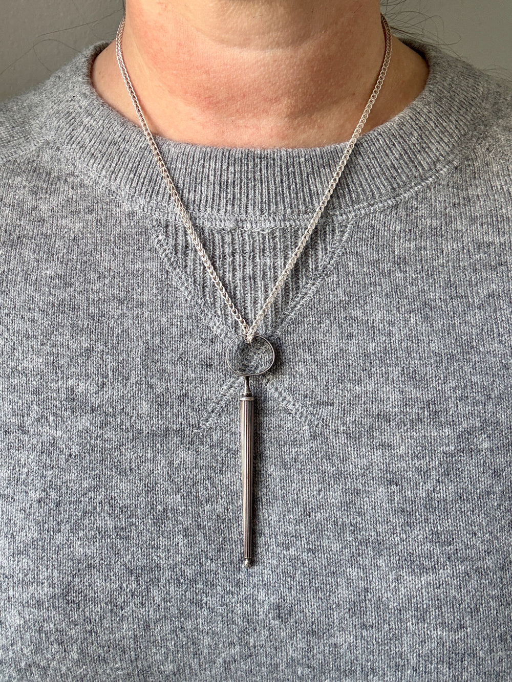 Dutch Antique Silver Awl with Screw Cover - Pendant - 3.5 inch length