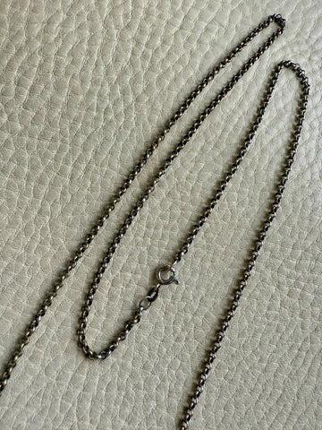 Vintage Sterling Silver Rolo Link Necklace- 27.5 inch length