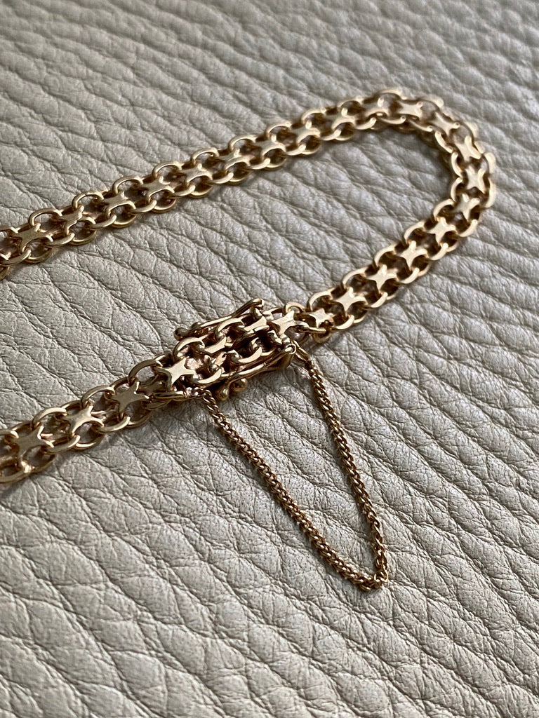1962 Slender x-link bracelet in 18k gold - Vintage from Stockholm, Sweden - 7.5 inch length