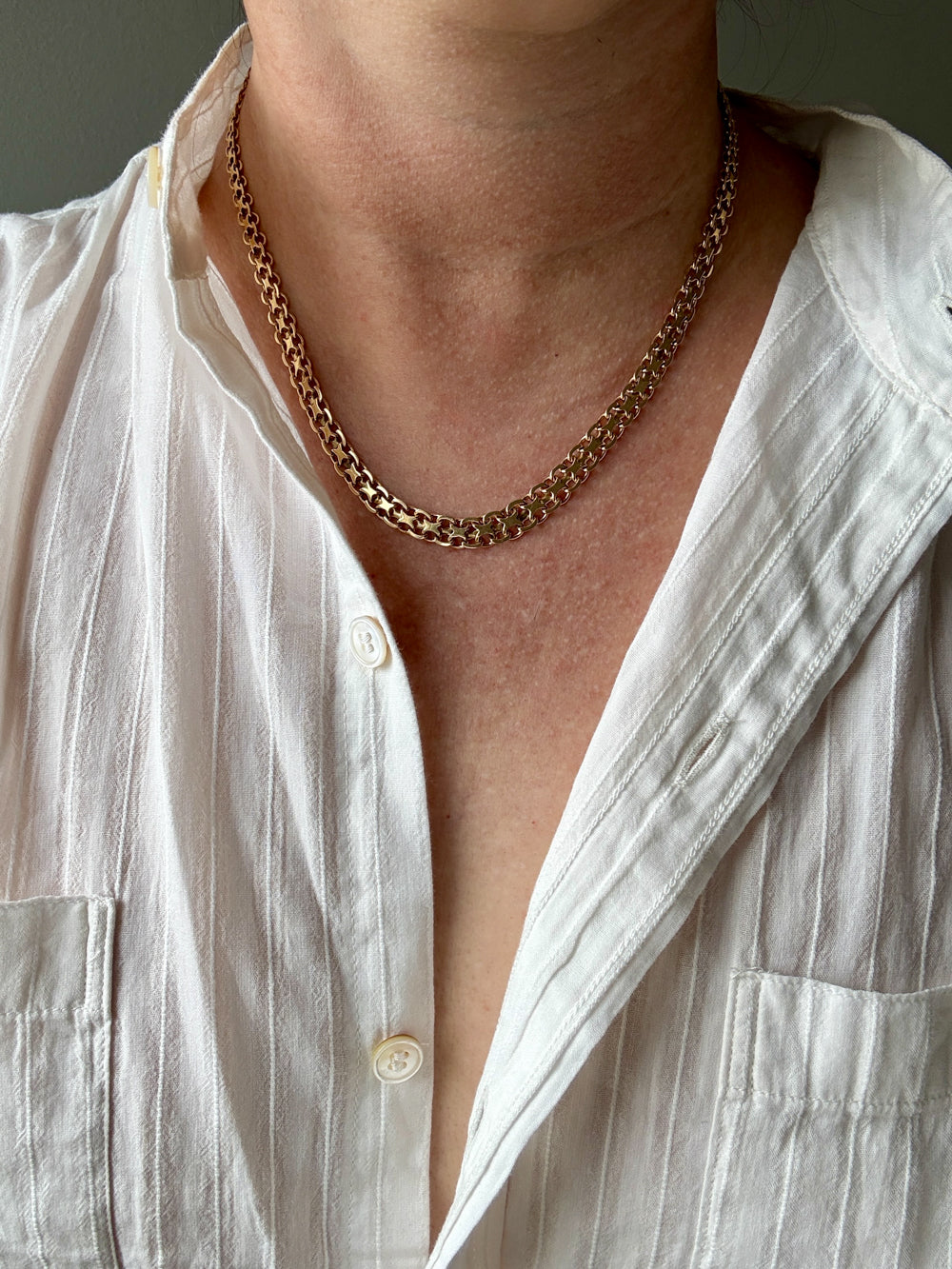 1960s era Graduated Star Link Necklace in 18k gold - 18 inch length