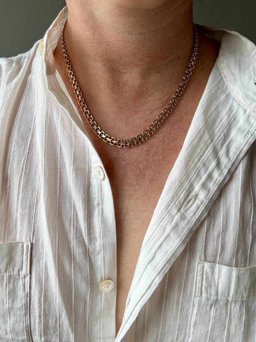 1960s era Graduated Star Link Necklace in 18k gold - 18 inch length