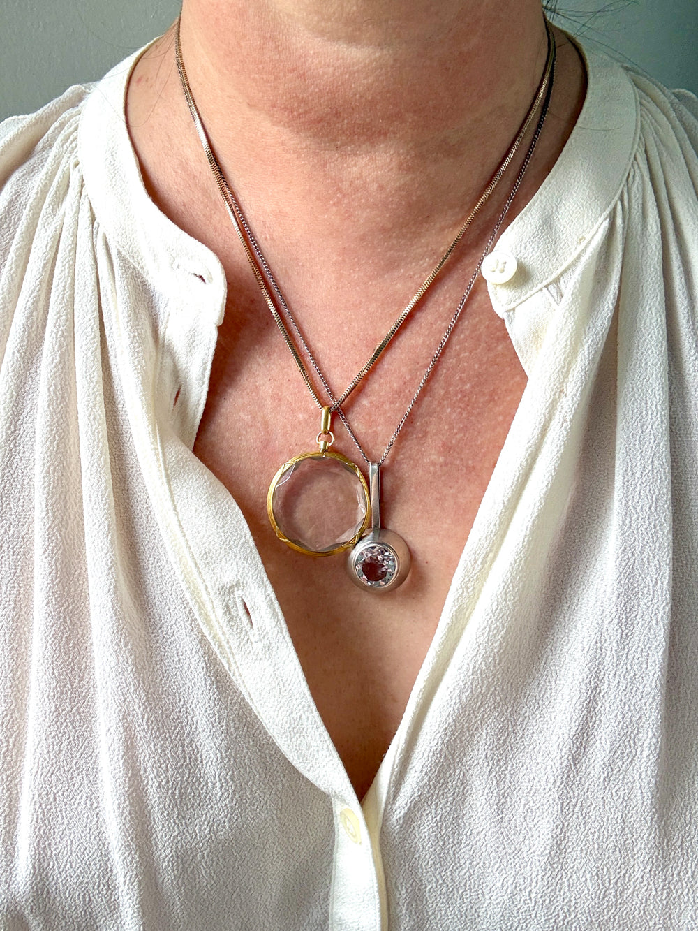 Vintage Swedish Rock Crystal Pendant Necklace Sterling Silver – 20 Inch Length
