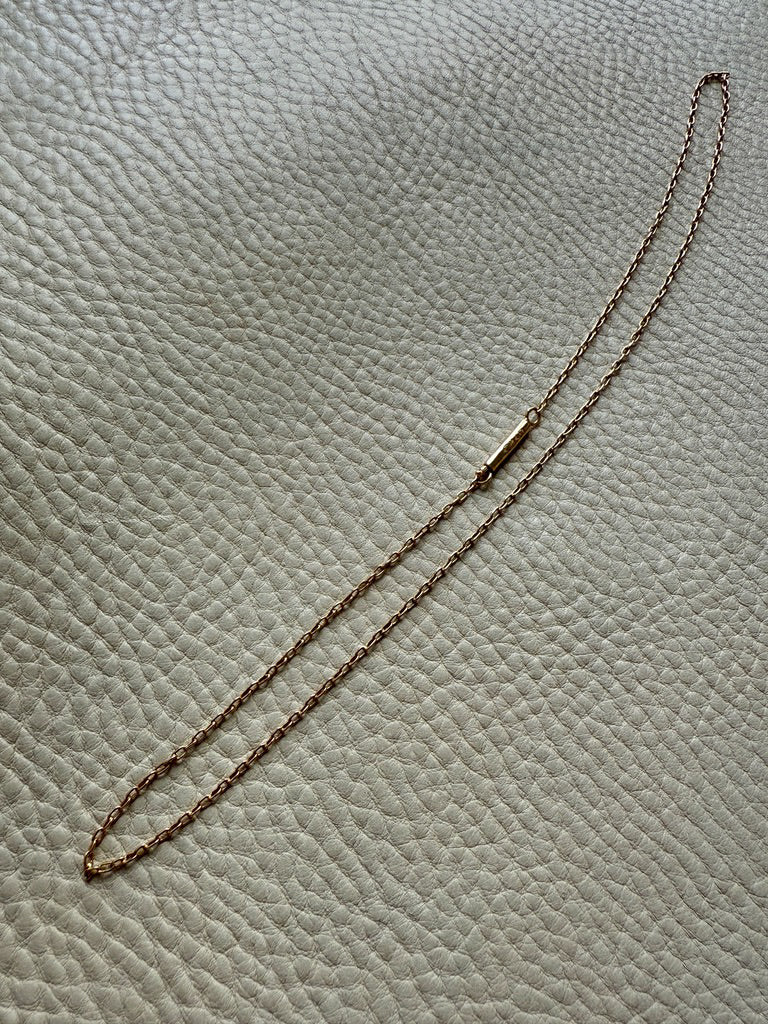 Antique Cable Link Necklace with Barrel Clasp - Solid 18k gold - 18.3 inch length