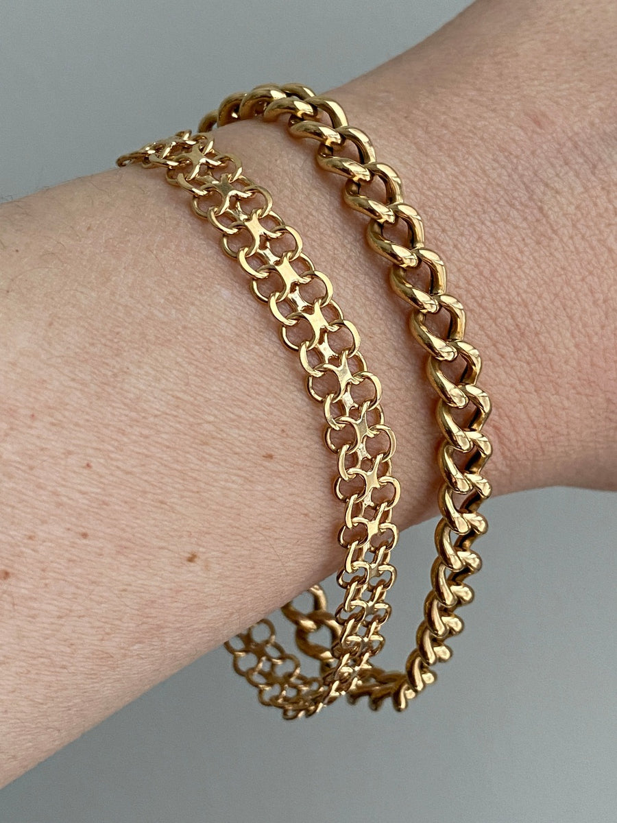 1932 Puffed curb link bracelet in 18k gold - by Gustaf Möllenborg - 8.25inch length