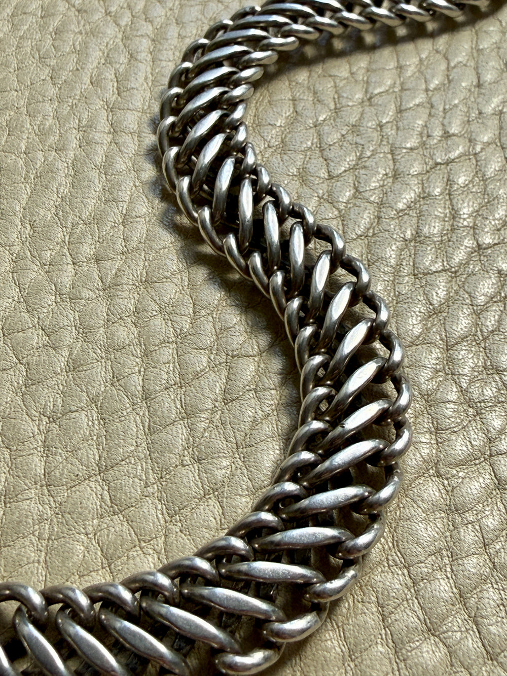 Silver Antique Dutch Figure-8 Pocket Watch Chain with Fob and Large Bolt Clasp - Mid 1800s era