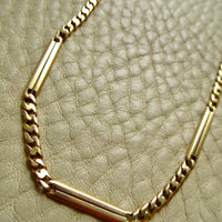 Antique Scandinavian 18k Gold Curb & Bar Link Watch Chain Necklace – 18.25 Inch Length