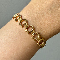 1960s Vintage Italian Dimensional Link Bracelet 18k Gold – 7.25 Inch Length