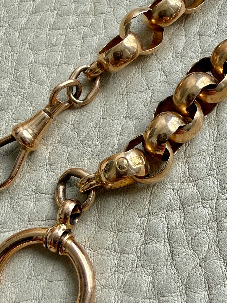 1903 Swedish Antique 18k Gold Chubby Rolo Chain Necklace with Bolt Clasp – 11.25 inches