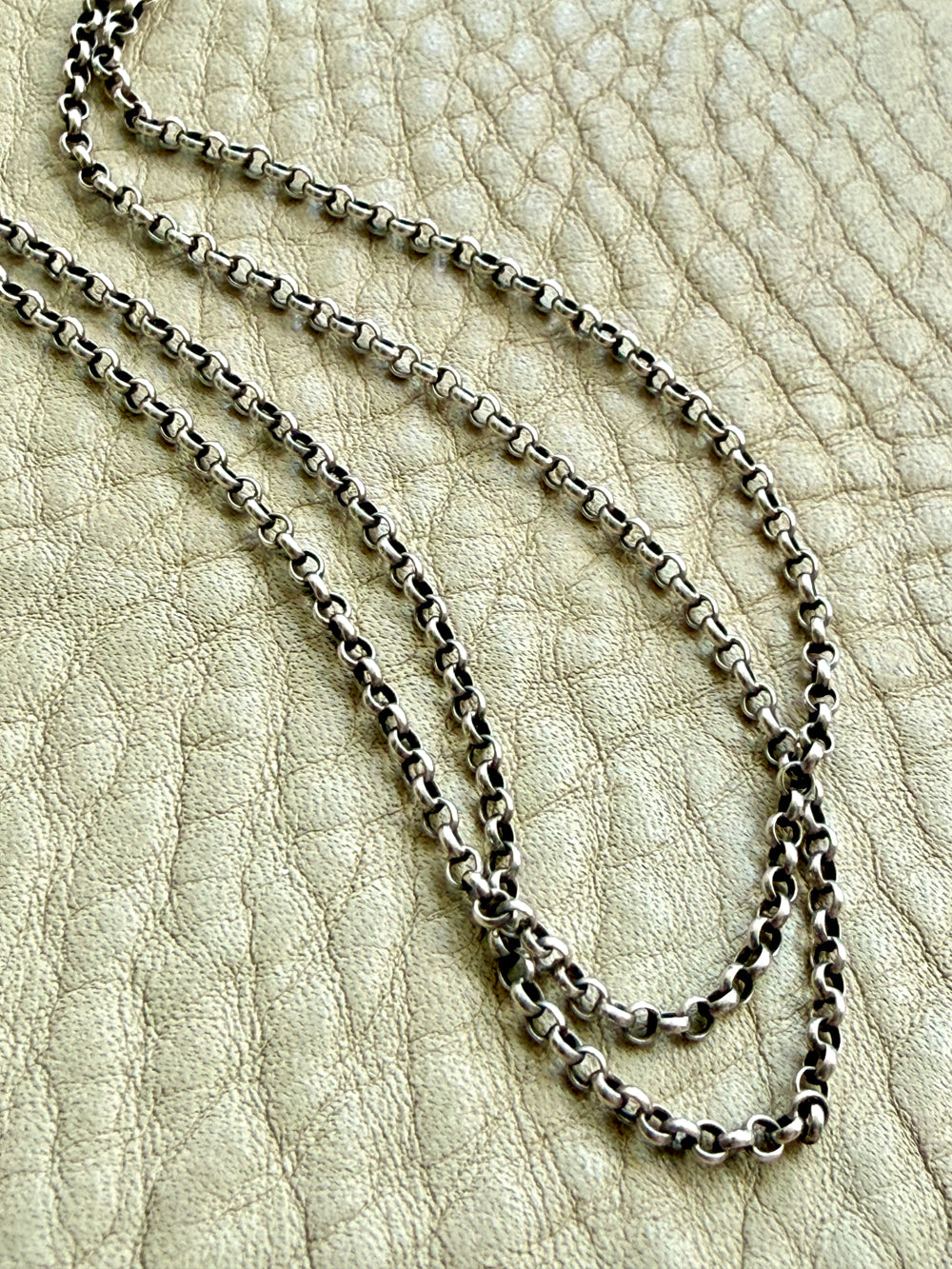 Antique Double Rolo Link Necklace with Barrel Clasp - 18.8 inch length