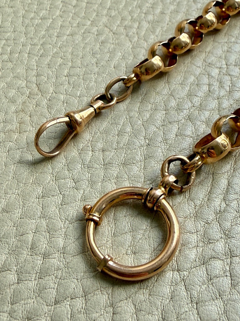 1903 Swedish Antique 18k Gold Chubby Rolo Chain Necklace with Bolt Clasp – 11.25 inches