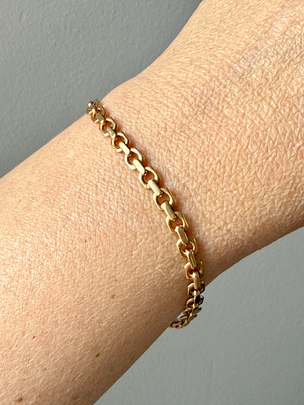 1950 Swedish Vintage Biker Link Bracelet 18k Gold – 8.1 Inch Length
