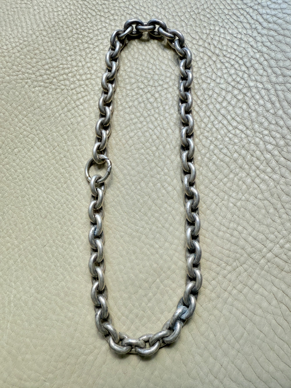 Antique Puffy Oval link Silver Chain with push clasp - 18” length