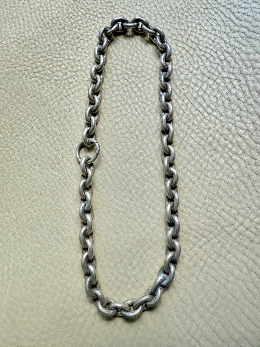 Antique Puffy Oval link Silver Chain with push clasp - 18” length