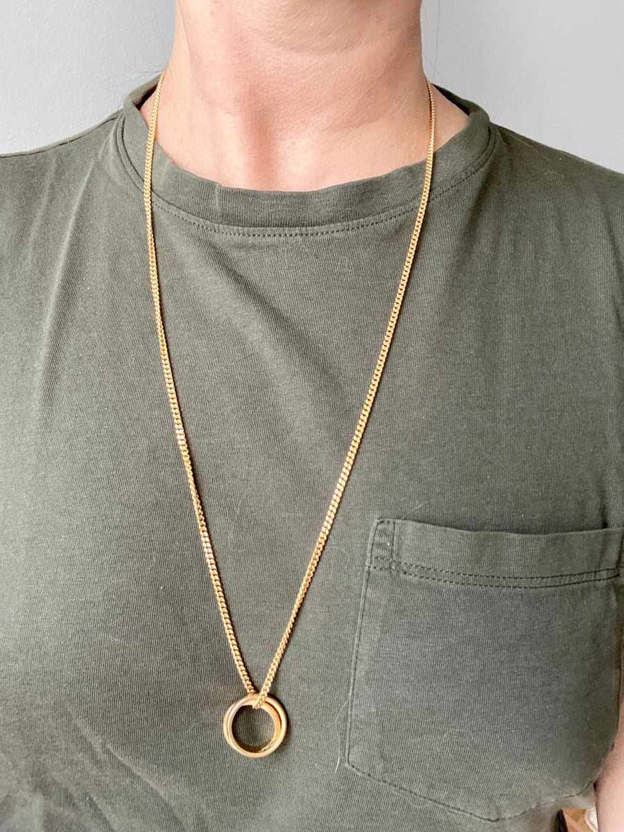 Forever curb link necklace - Excellent long length 27.75 inch length - Vintage Italian 18k gold chain