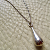 Vintage Silver Droplet Pendant & Chain - 21.5 inch length