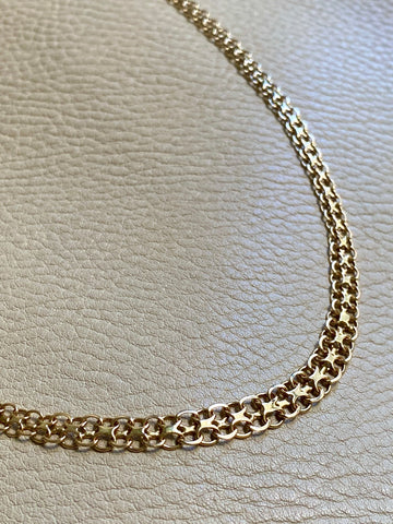 1973 Graduated width x link necklace in 18k gold - 18.5 inch length