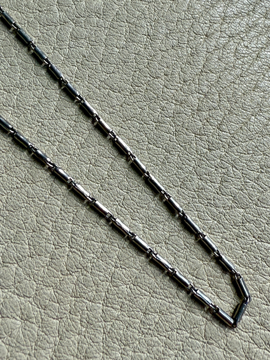 Early 1900s Antique PLATINUM Link Longuard Chain Necklace with Dog Clip - 31-62 inch length