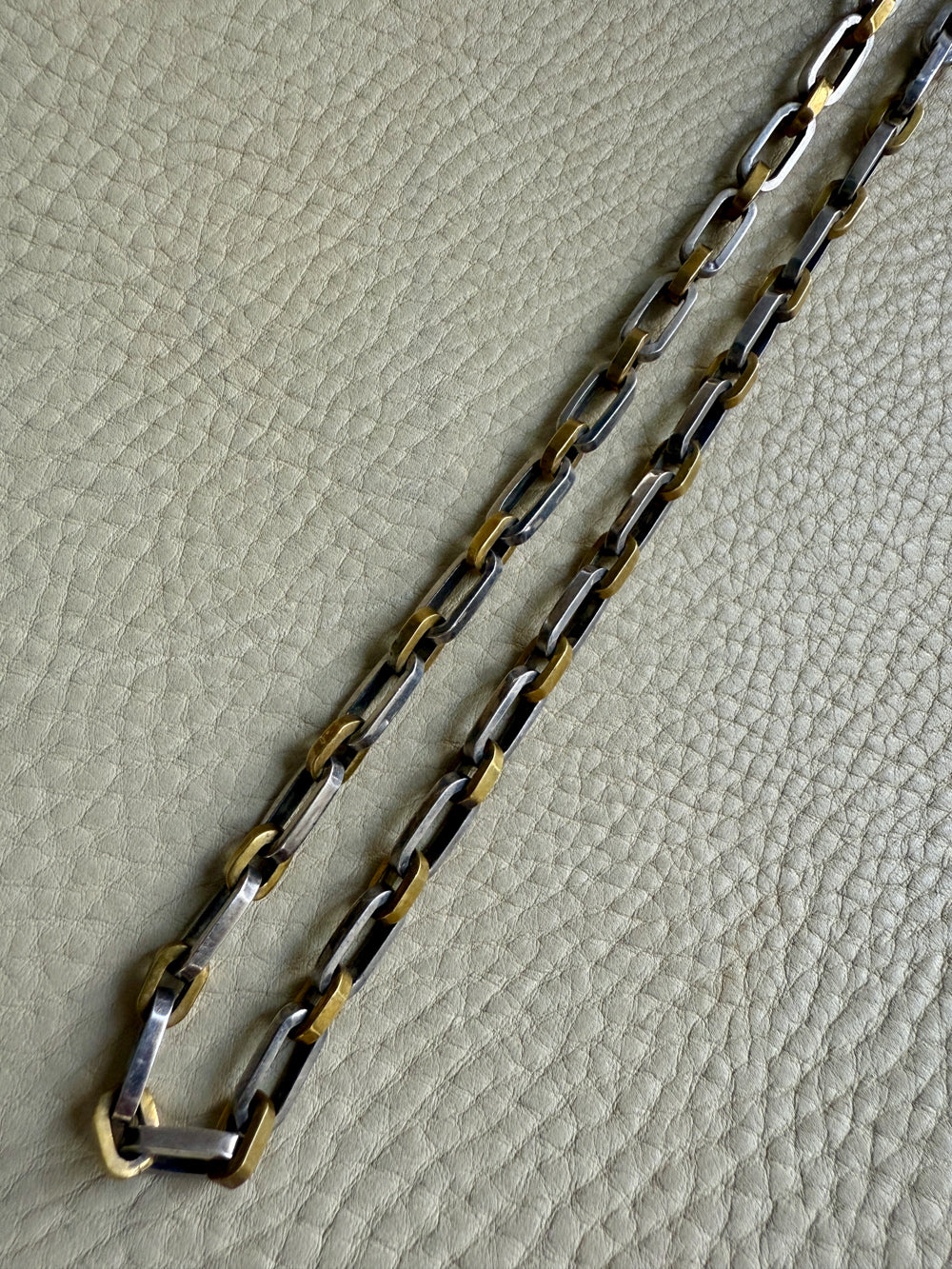 UNIQUE Chunky Sterling Silver with Alternating Gilt Links - Taxco Link Necklace - 24 inch length