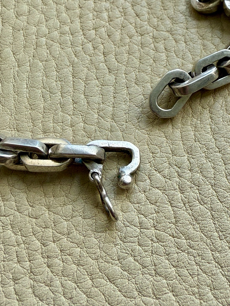 UNIQUE Chunky Sterling Silver Taxco Graduated Link Necklace - 22.9 inch length