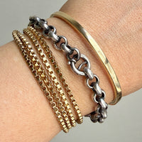 Vintage Silver Rolo Link Bracelet with Bolt Clasp - 7.5 inch length