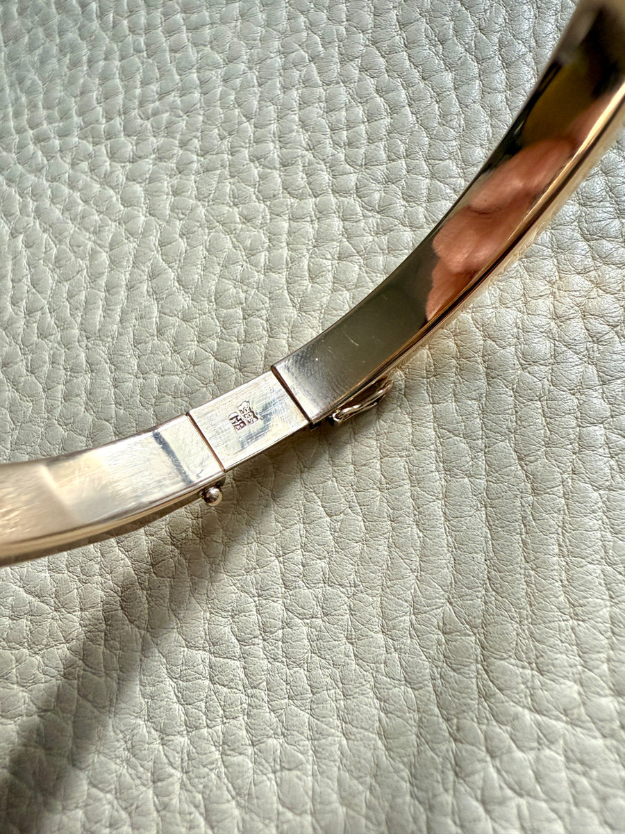 SPECTACULAR!! 10 Sided Geometric Hinged Bangle in 14k Yellow Gold - 1970s era - by Fleming Lund- 6.75 inch