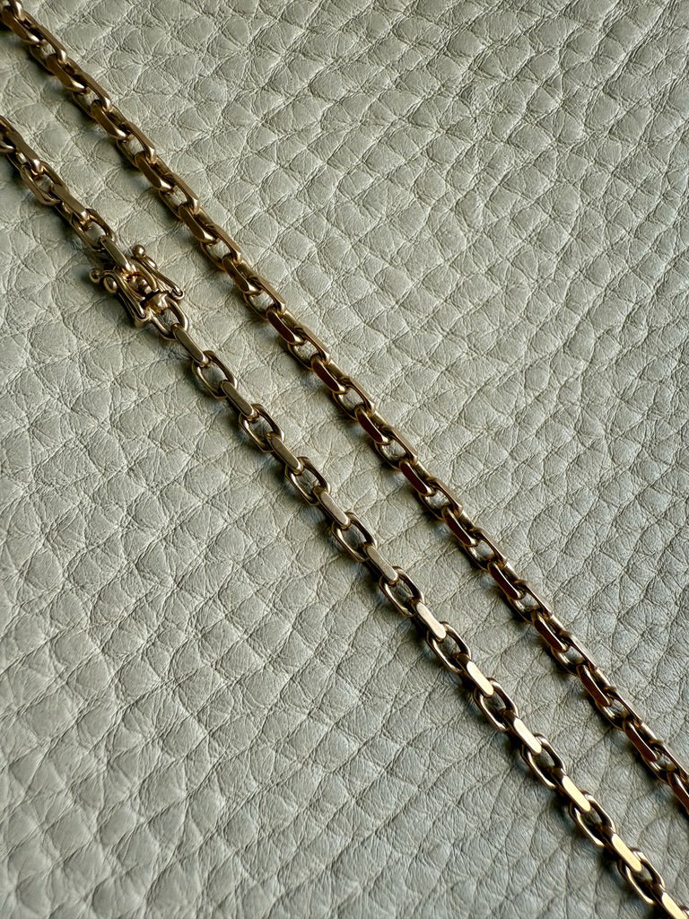 Longer Length 14k Gold Biker Link Necklace 3mm width - 22.2 inch length