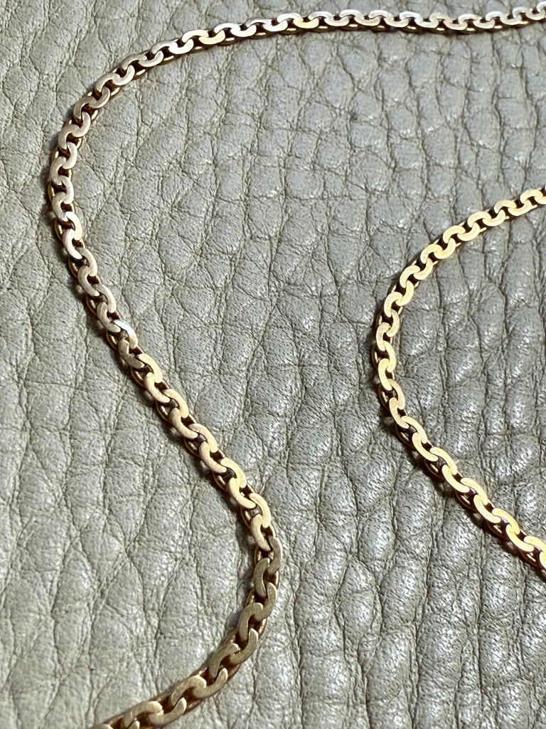 18k Gold Antique Virola Link Watch Chain Front Clasp Necklace - 16.4 inch length