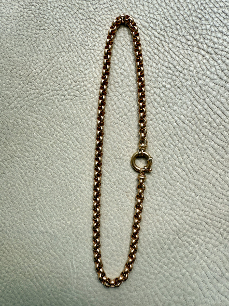 Chubby! 18k Gold Rolo Link Necklace with Large Bolt Clasp - 17.8 inch length