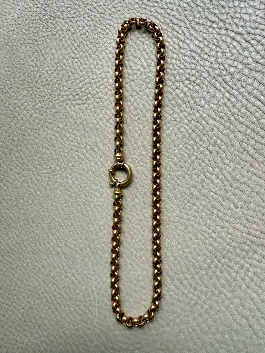 Chubby! 18k Gold Rolo Link Necklace with Large Bolt Clasp - 17.8 inch length