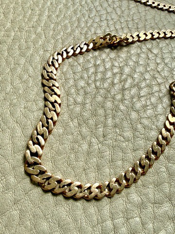 Swedish Vintage 18k Yellow Gold Graduated Pressed Curb Chain Necklace - 20.3 inch length