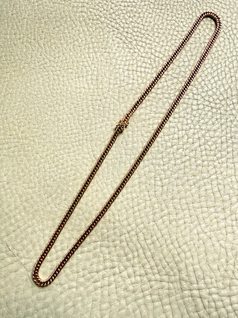 Signed Vintage Tight Curb Link Necklace 18k Gold – 18.5 Inch Length