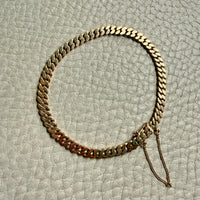 Midcentury era 18k Gold Pressed Curb Bracelet with Safety Chain – 7.5 inch length